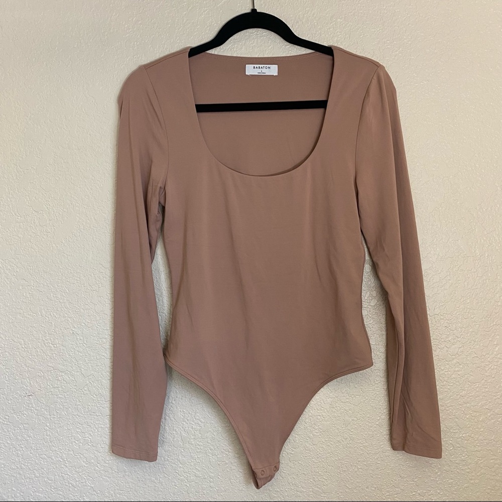Babaton Tan Long Sleeve Bodysuit